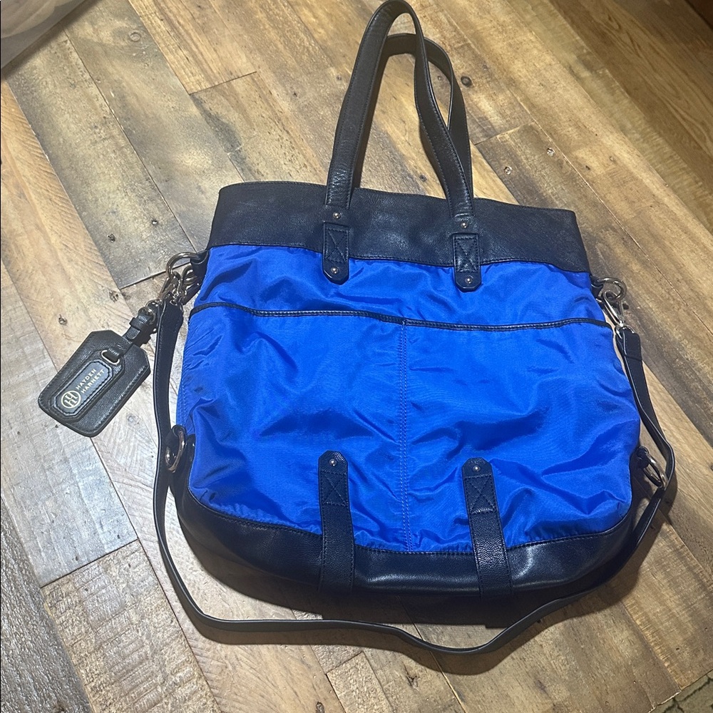 Blue and Black Women's Tote Bag